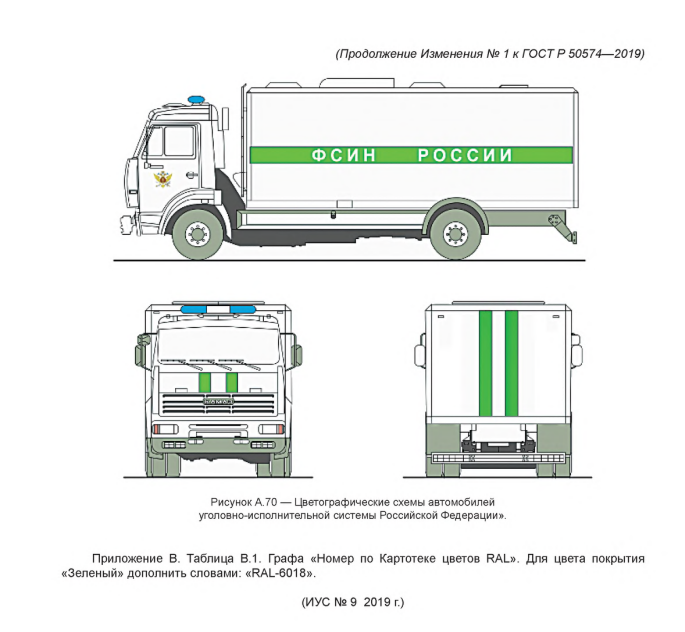 Рисунок А.70 — Цветографические схемы автомобилей
