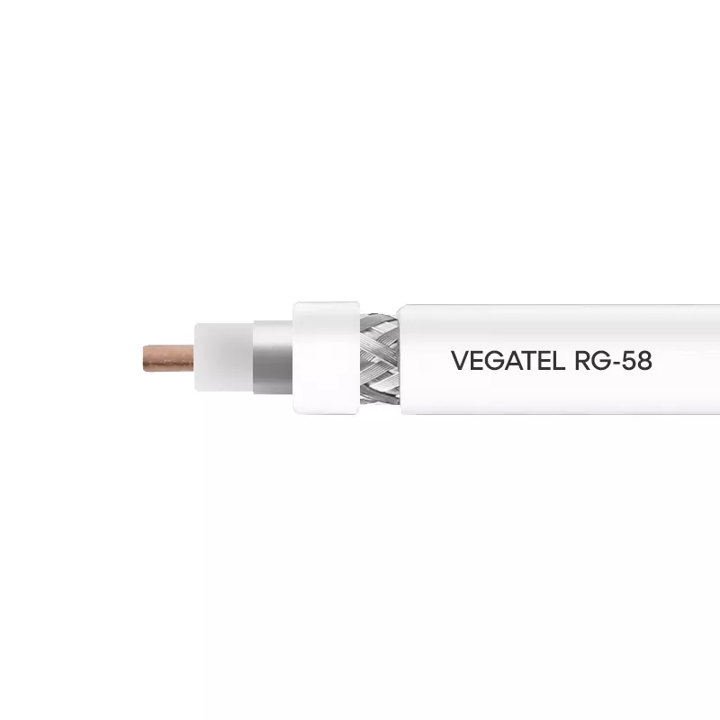 Кабель коаксиальный VEGATEL RG-58 A/U (ГОСТ, PVC, белый)